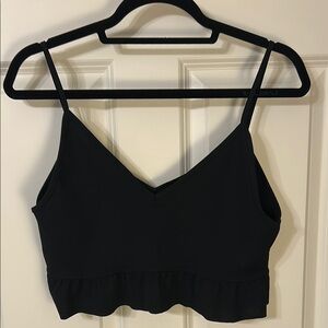 NWOT Zara Black V-Neck Crop Top w/ V Neckline and Ruffle Detail!